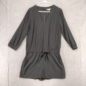 Banana Republic One Piece Romper Womens Size 8 Black Long Sleeve Pockets Casual